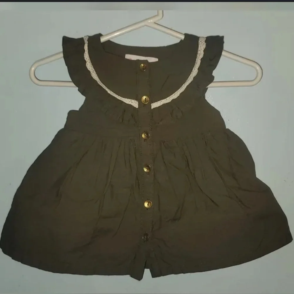 Tommy Bahama Toddler Girls Olive Green Ruffle‎ Collar Dress – Size 3T 🌿👗